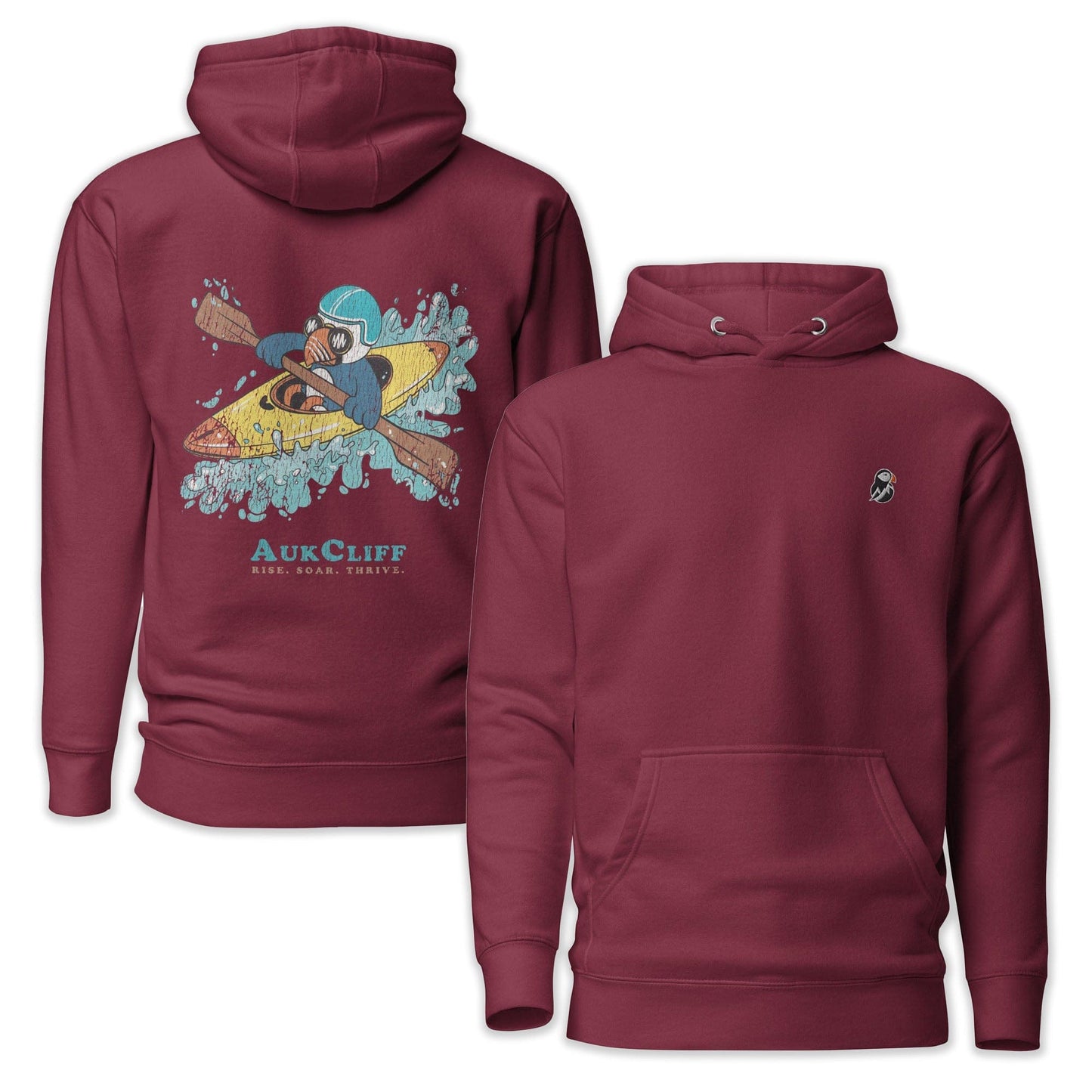 AukCliff Cotton Heritage Hoodie Maroon / S Kayaking Puffin Hoodie