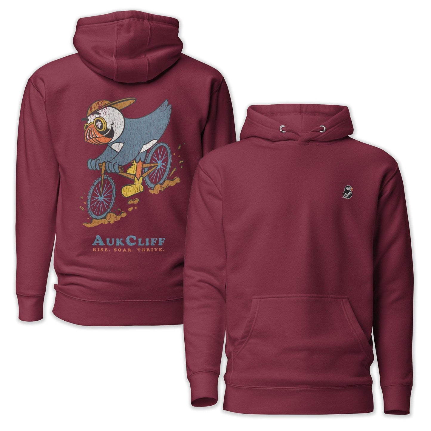 AukCliff Cotton Heritage Hoodie Maroon / S Mountain Biker Puffin Hoodie
