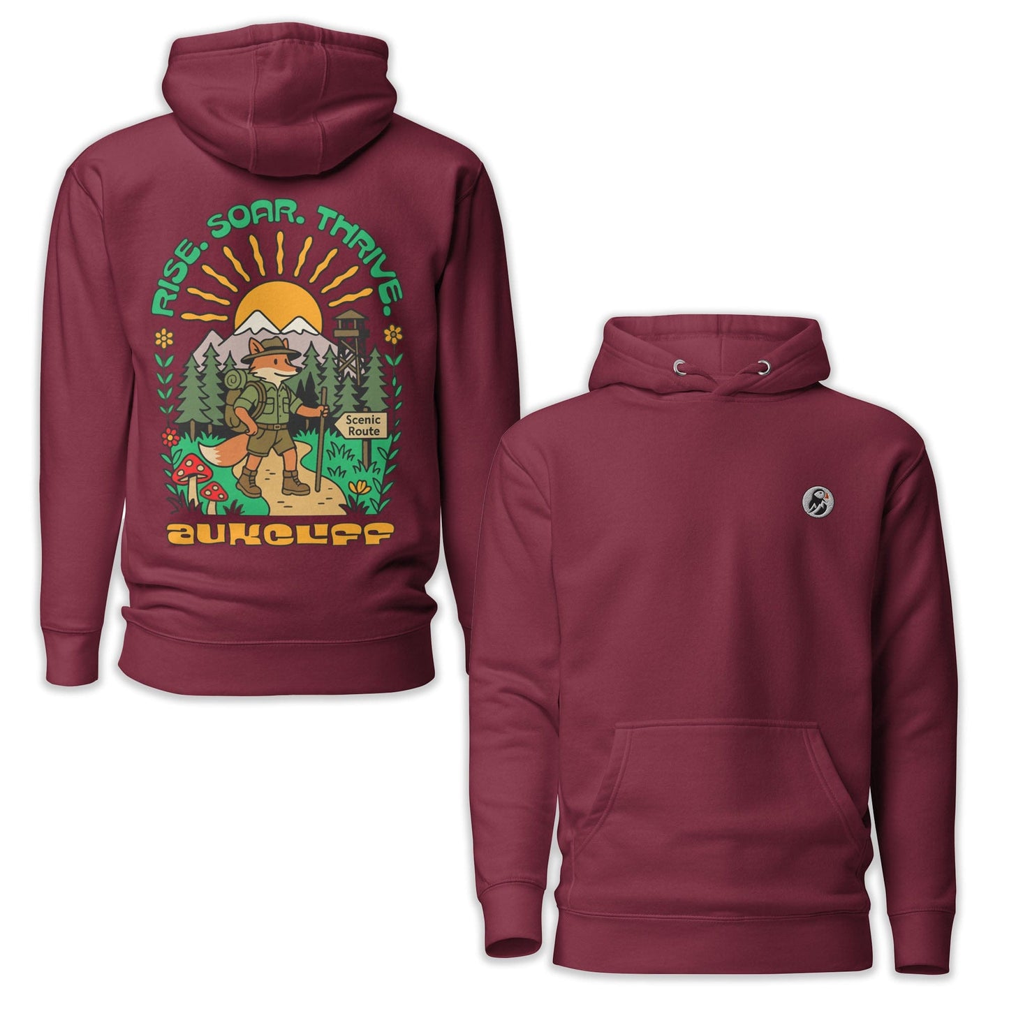 AukCliff Cotton Heritage Hoodie Maroon / S Retro Hiking Fox Hoodie