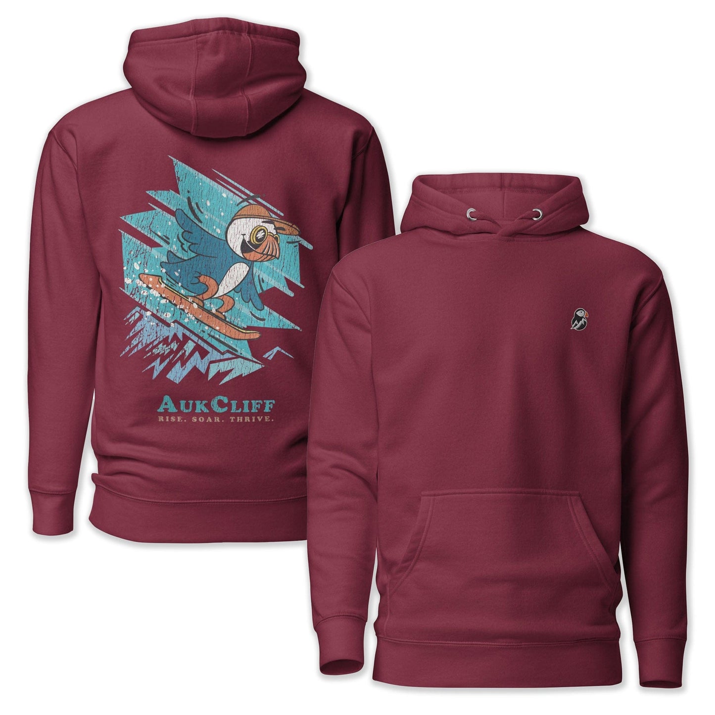 AukCliff Cotton Heritage Hoodie Maroon / S Snowboard Puffin Hoodie