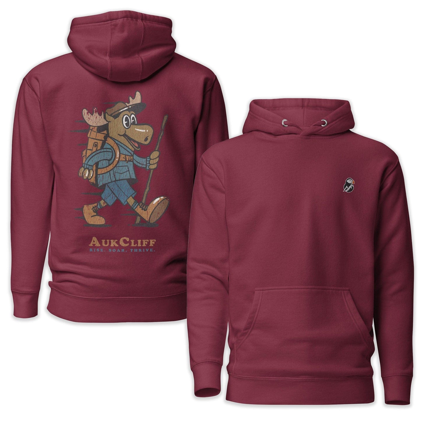 AukCliff Cotton Heritage Hoodie Maroon / S Trailblazer Moose Back Print Hoodie