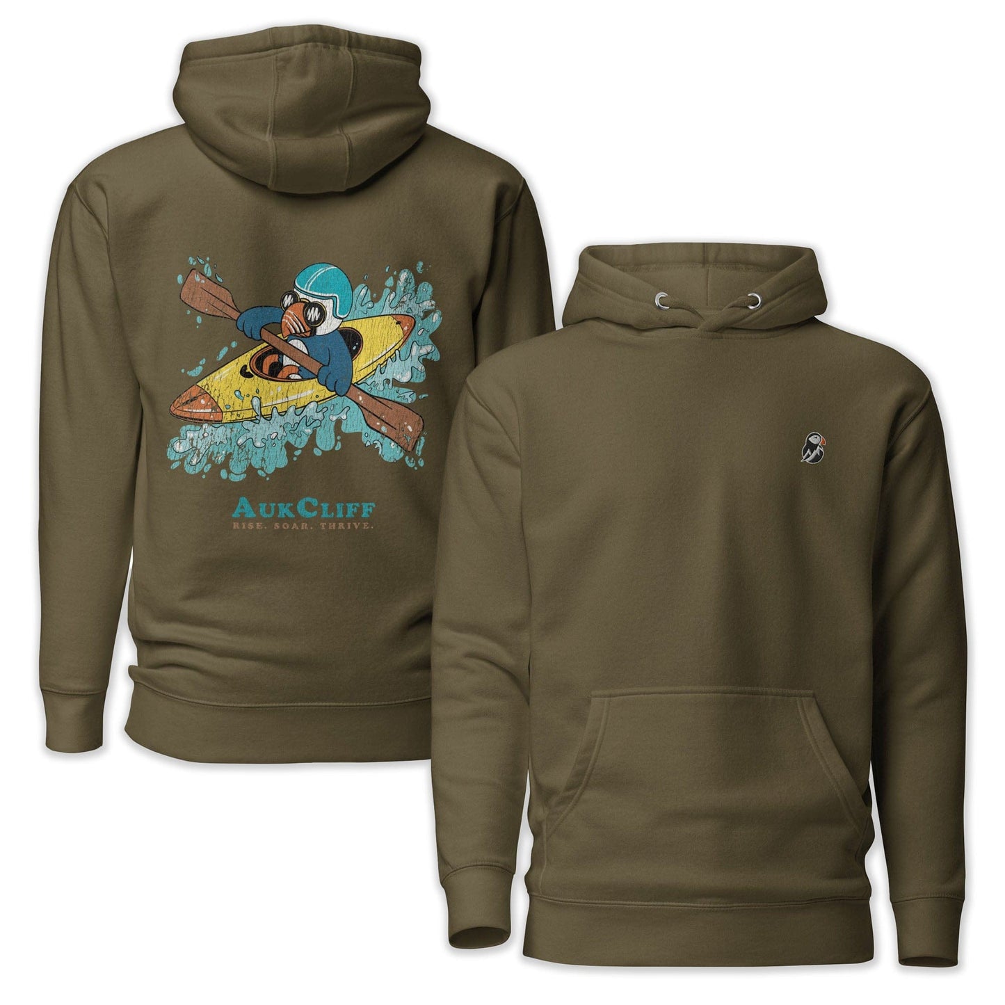 AukCliff Cotton Heritage Hoodie Military Green / S Kayaking Puffin Hoodie