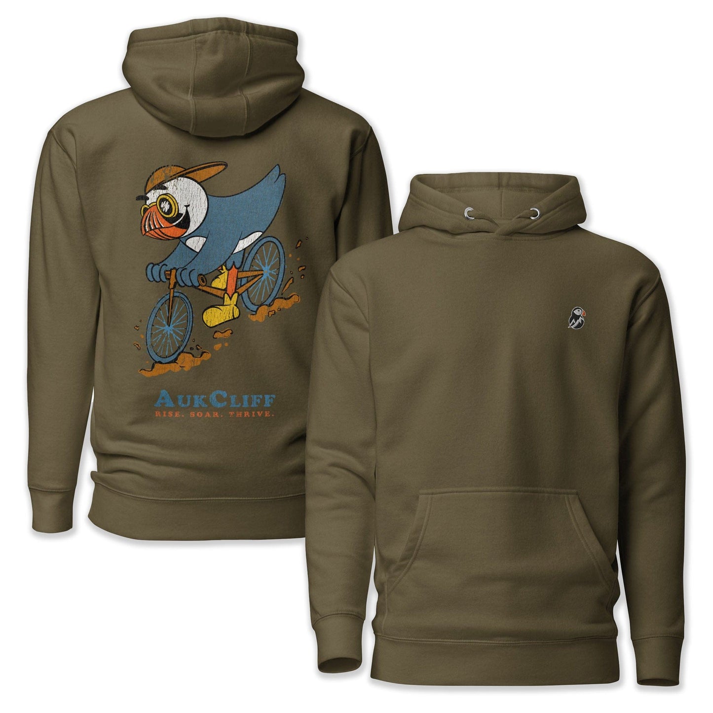 AukCliff Cotton Heritage Hoodie Military Green / S Mountain Biker Puffin Hoodie