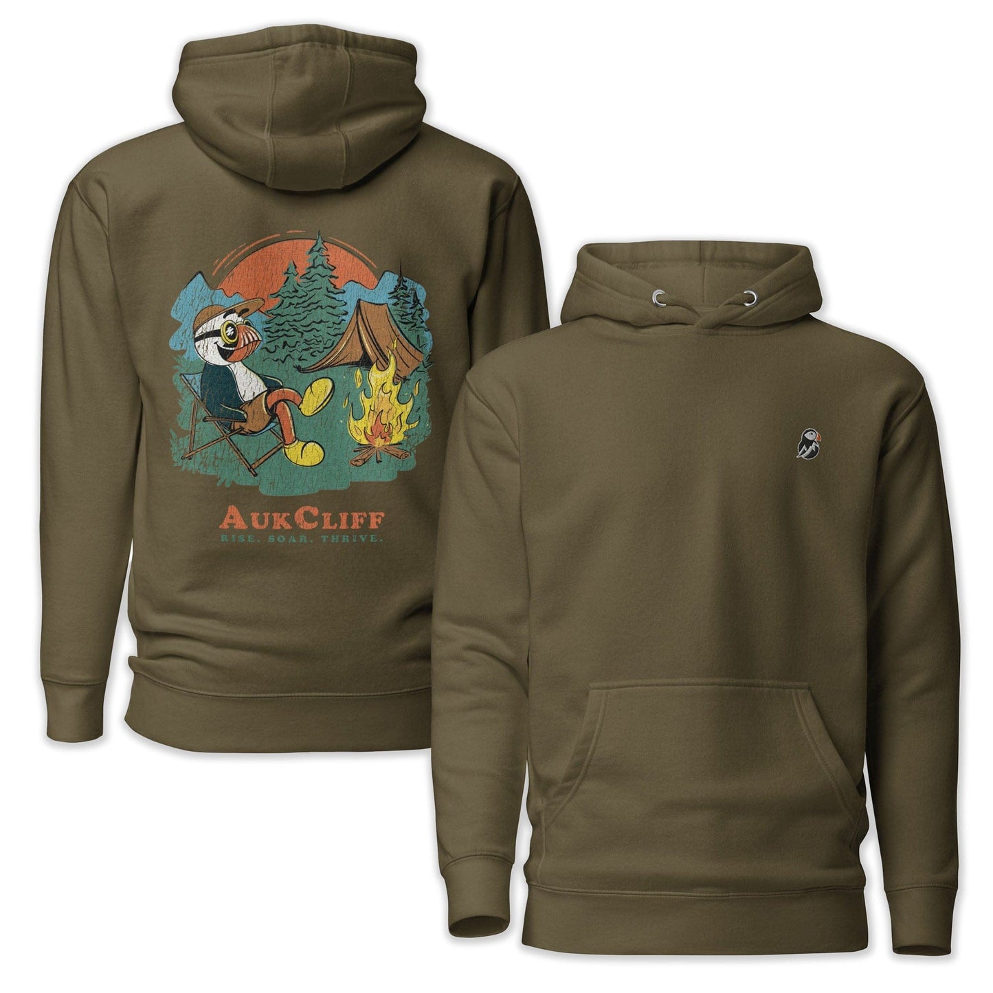 AukCliff Cotton Heritage Hoodie Military Green / S Puffin Camper Hoodie