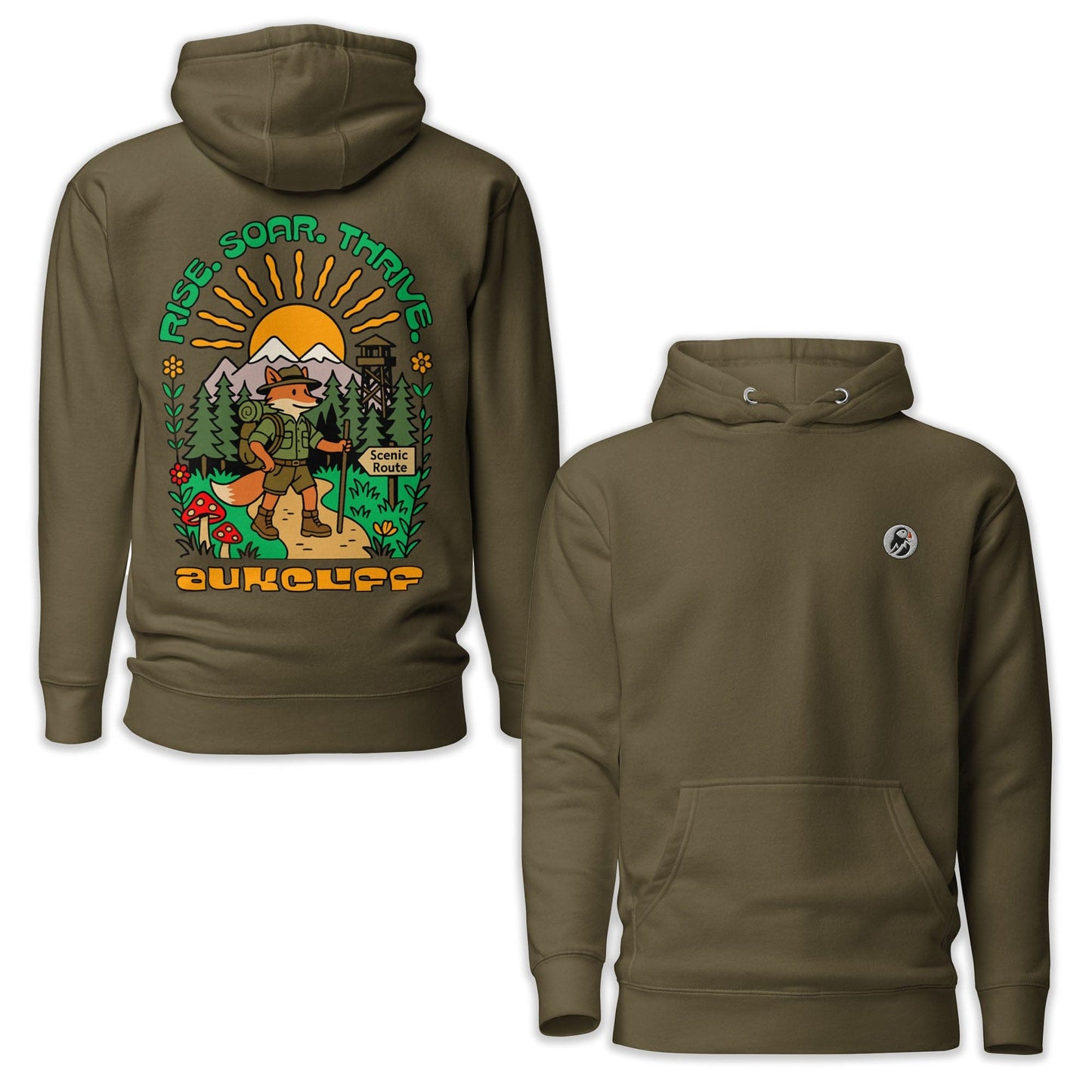 AukCliff Cotton Heritage Hoodie Military Green / S Retro Hiking Fox Hoodie