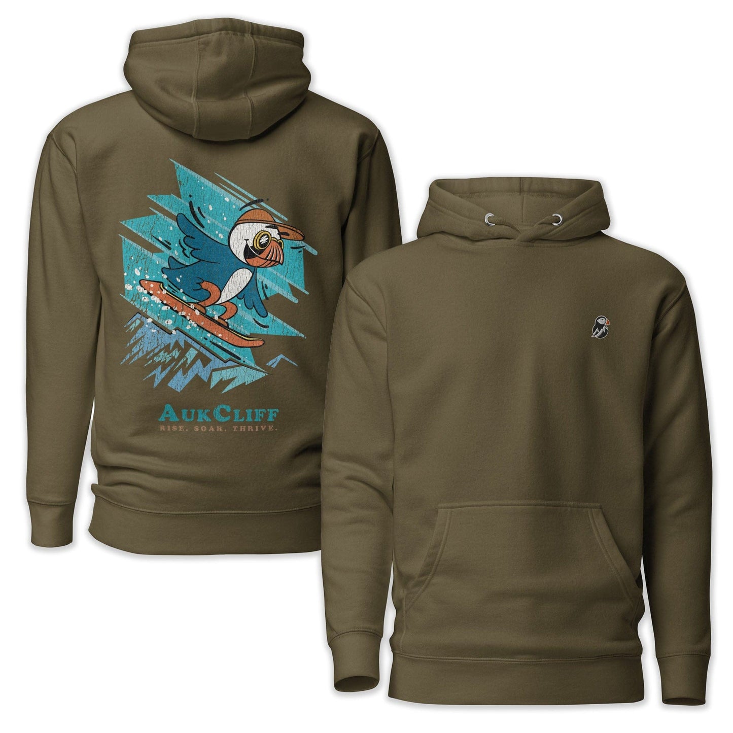 AukCliff Cotton Heritage Hoodie Military Green / S Snowboard Puffin Hoodie