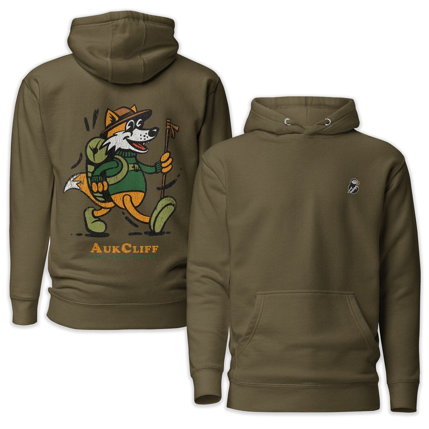 AukCliff Cotton Heritage Hoodie Military Green / S Trailblazer Fox Back Print Hoodie