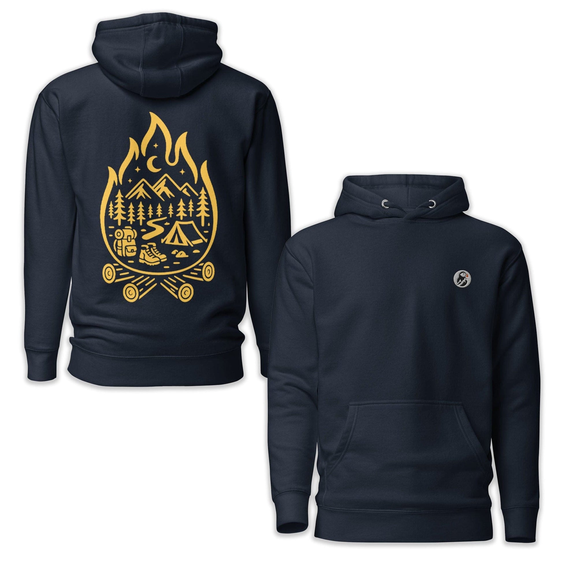 AukCliff Cotton Heritage Hoodie Navy Blazer / S Campfire Spirit Adventure Camp Scene Hoodie