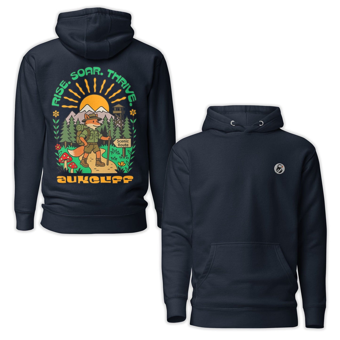 AukCliff Cotton Heritage Hoodie Navy Blazer / S Retro Hiking Fox Hoodie
