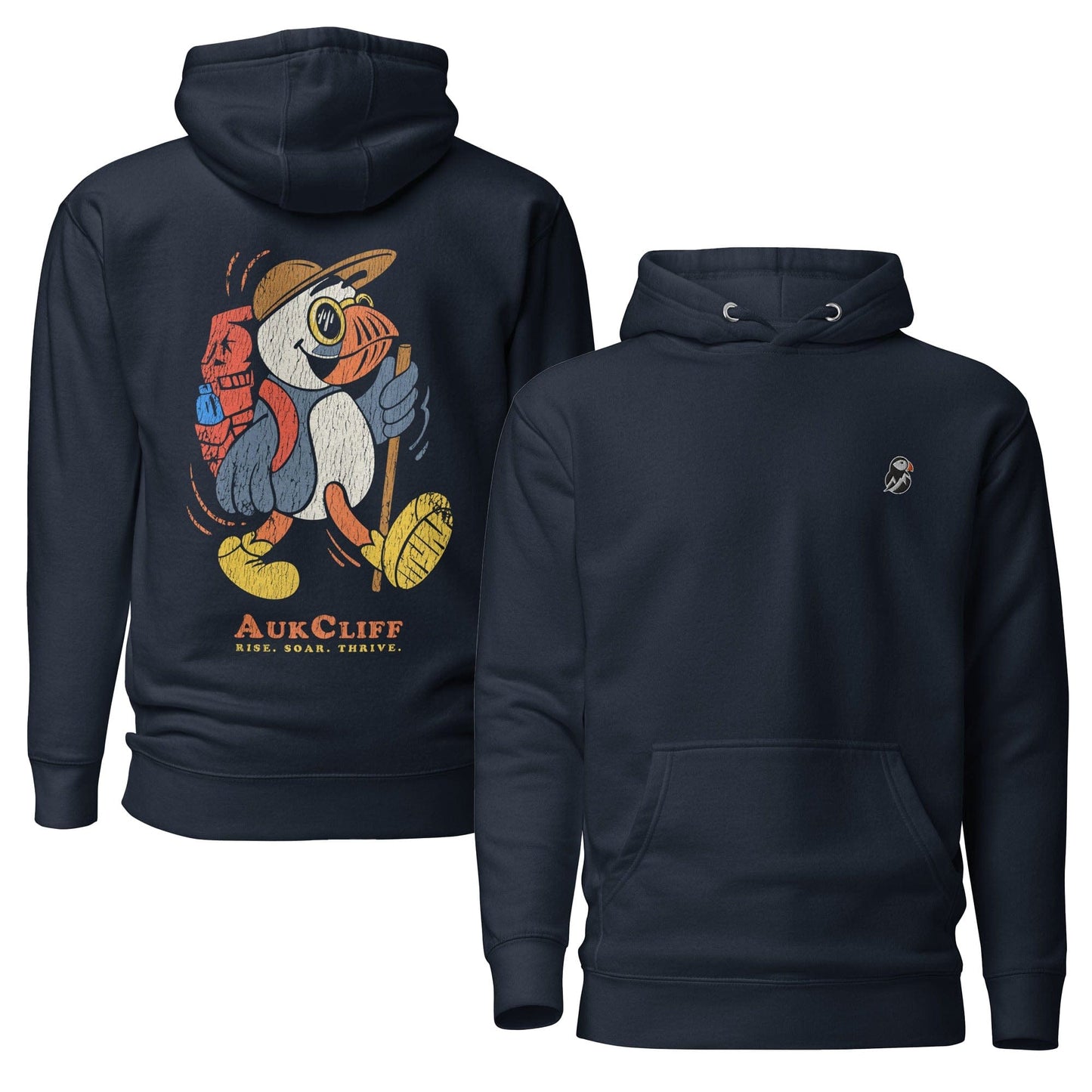 AukCliff Cotton Heritage Hoodie Navy Blazer / S Trailblazer Puffin Back Print Hoodie