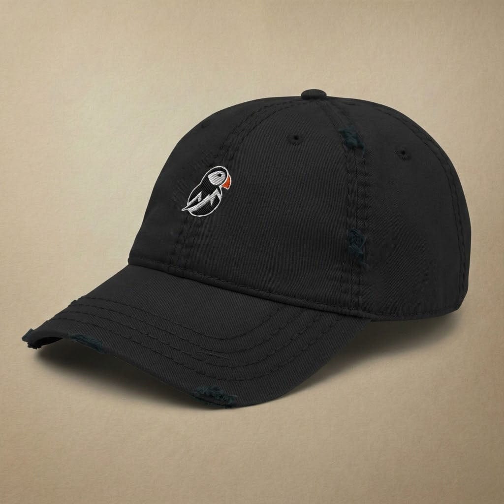 AukCliff Distressed Dad Hat Black Distressed Dad Hat