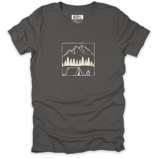 AukCliff Hiking and Camping Graphic Tees Asphalt / S Campfire Serenity T-shirt
