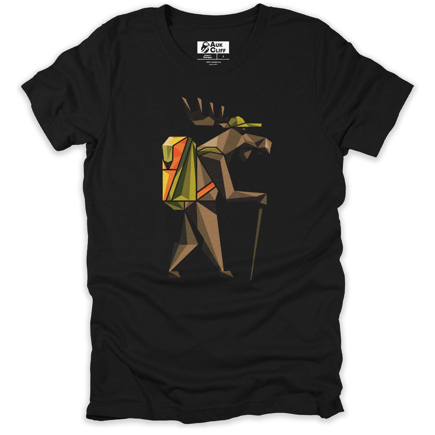 AukCliff Hiking and Camping Graphic Tees Black / S Geometric Moose Trekker T-shirt