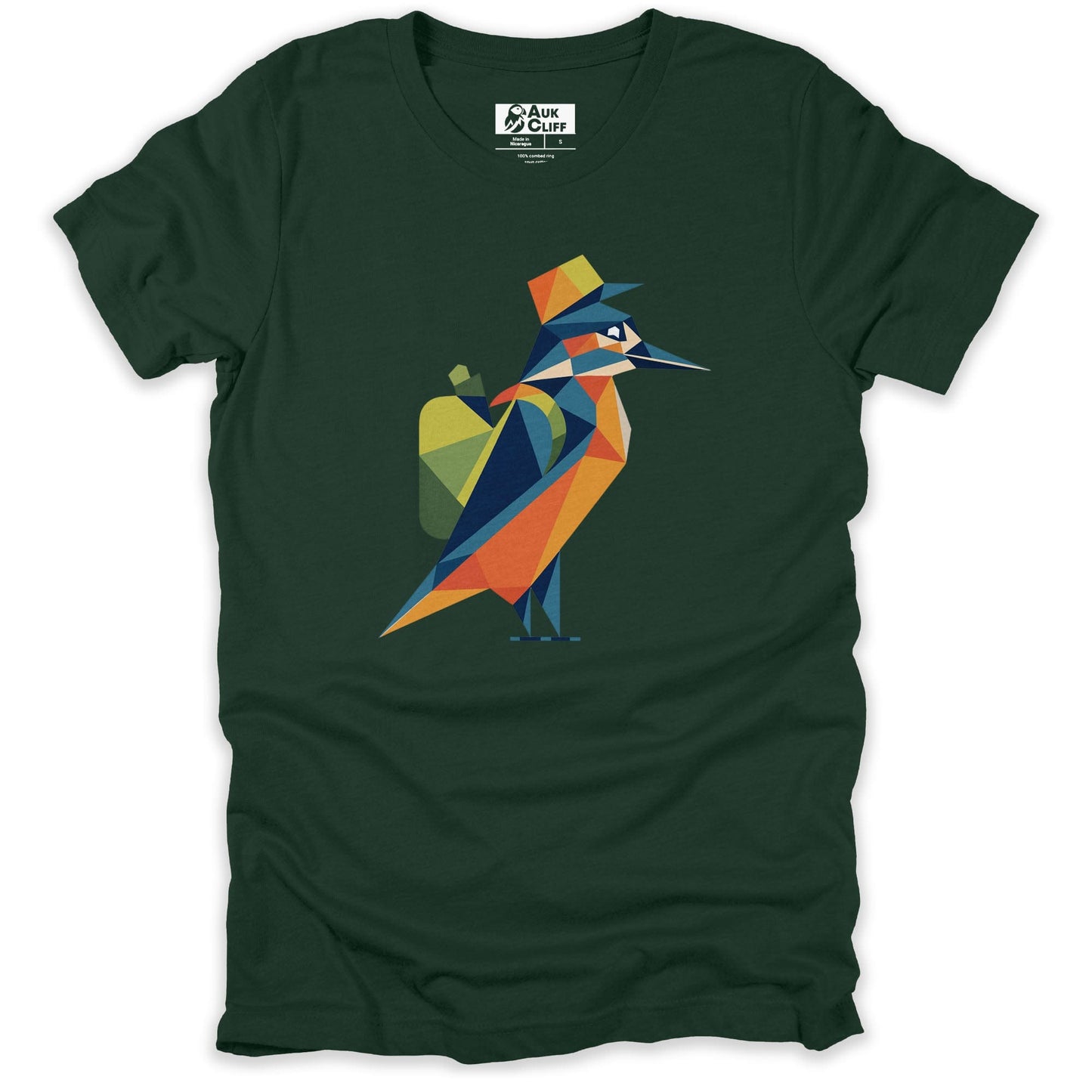 AukCliff Hiking and Camping Graphic Tees Forest / S Geometric Kingfisher T-shirt