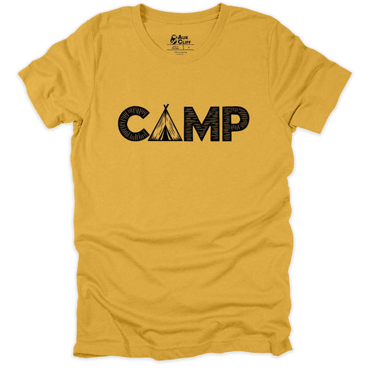 AukCliff Hiking and Camping Graphic Tees Mustard / S Camp Life T-Shirt