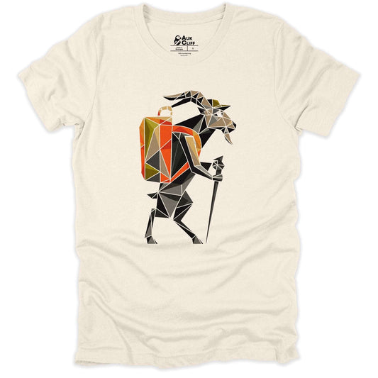 AukCliff Hiking and Camping Graphic Tees Natural / S Geometric Alpine Goat T-shirt