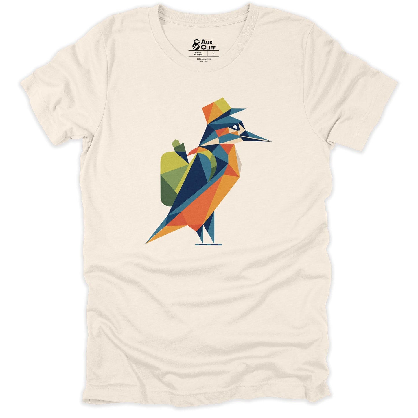 AukCliff Hiking and Camping Graphic Tees Natural / S Geometric Kingfisher T-shirt