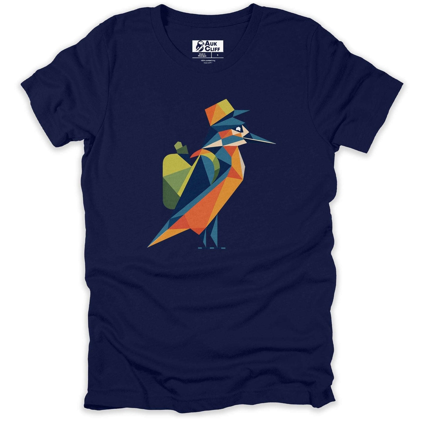 AukCliff Hiking and Camping Graphic Tees Navy / S Geometric Kingfisher T-shirt