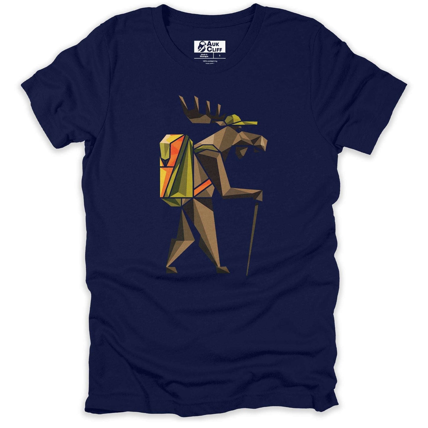 AukCliff Hiking and Camping Graphic Tees Navy / S Geometric Moose Trekker T-shirt