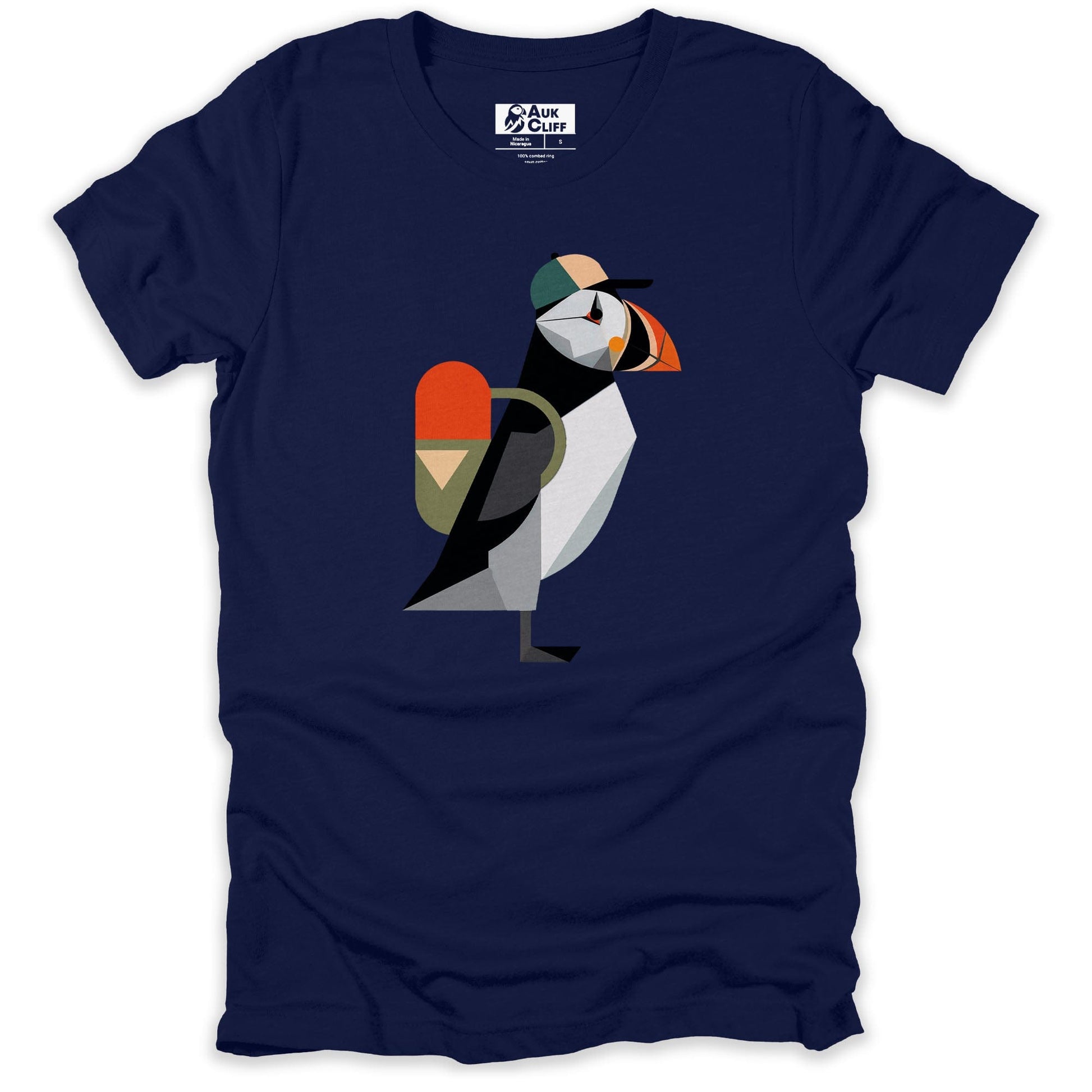 AukCliff Hiking and Camping Graphic Tees Navy / S Geometric Puffin Trekker T-shirt