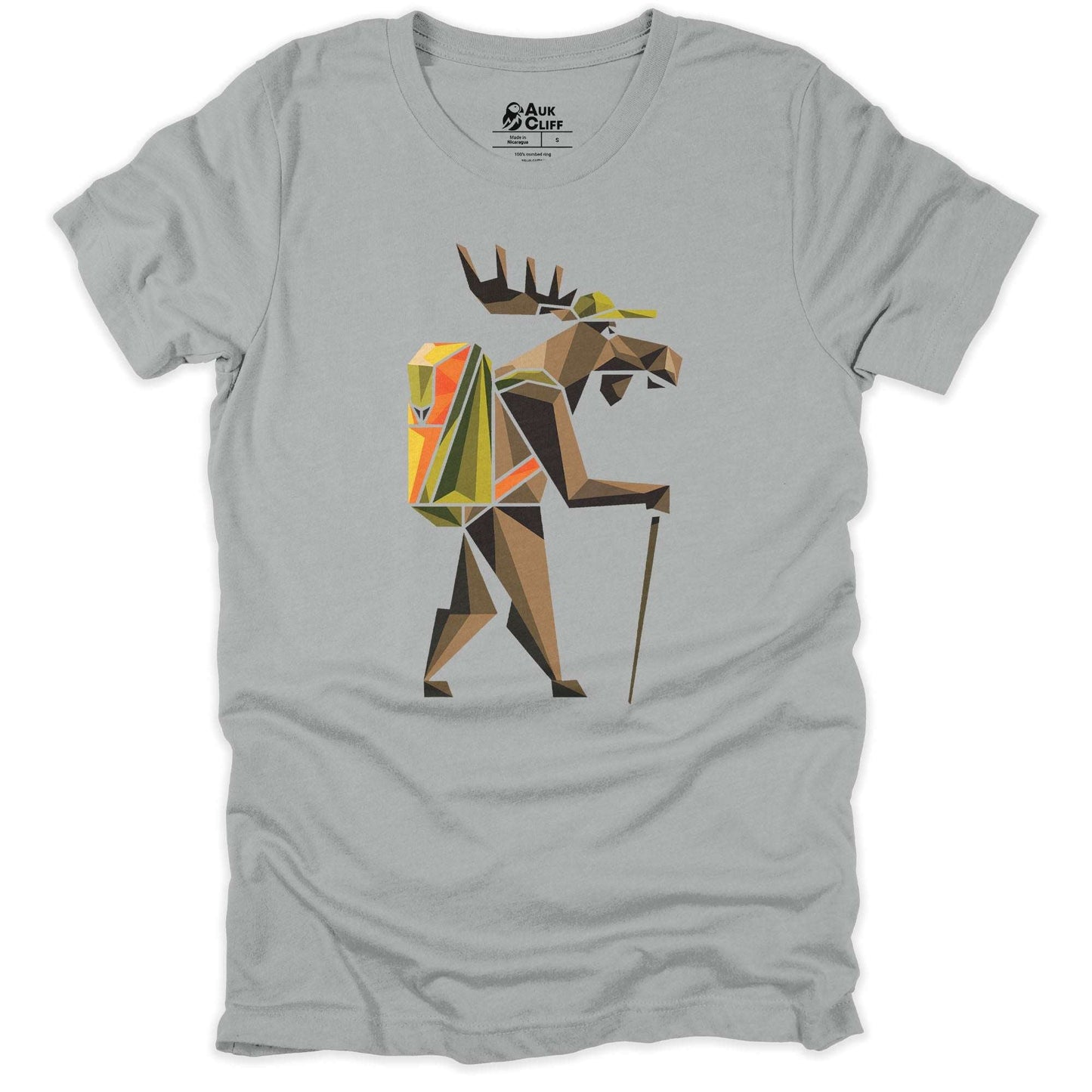 AukCliff Hiking and Camping Graphic Tees Silver / S Geometric Moose Trekker T-shirt