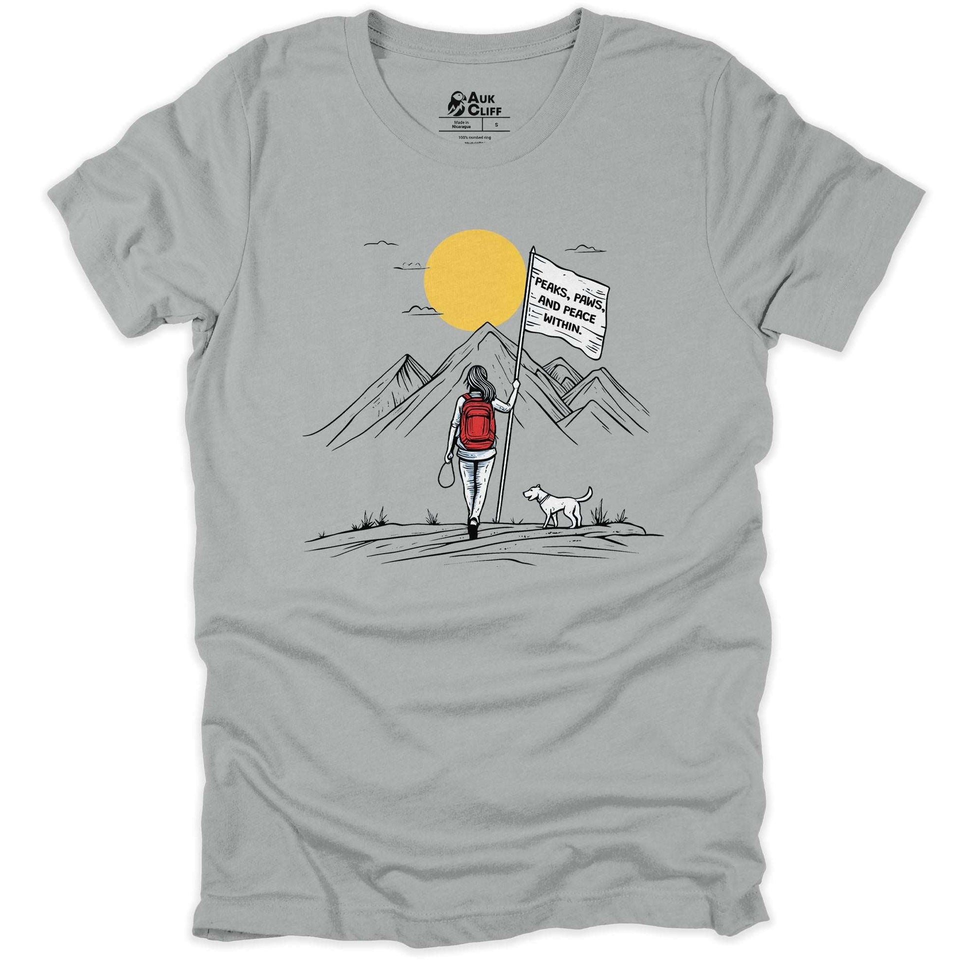 AukCliff Hiking and Camping Graphic Tees Silver / S Peaks, Paws, and Peace Adventure T-shirt