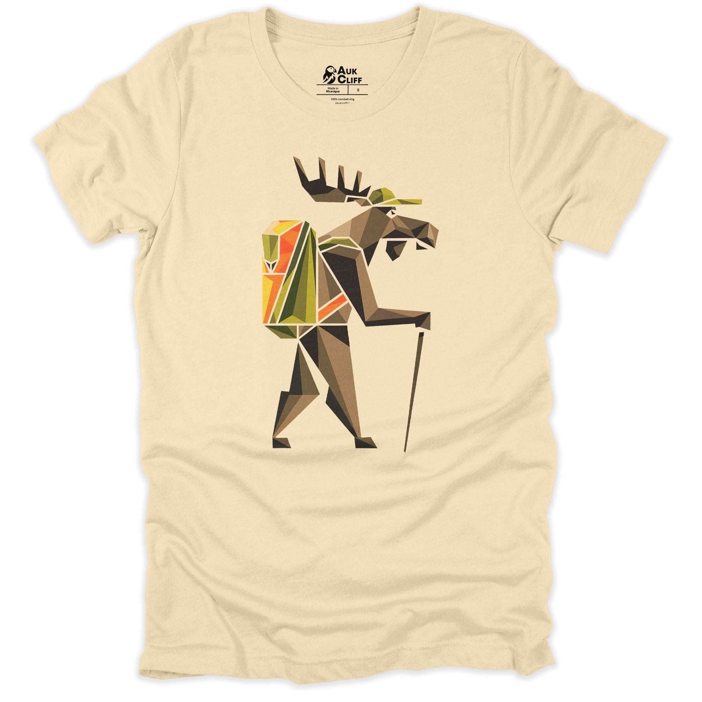 AukCliff Hiking and Camping Graphic Tees Soft Cream / S Geometric Moose Trekker T-shirt