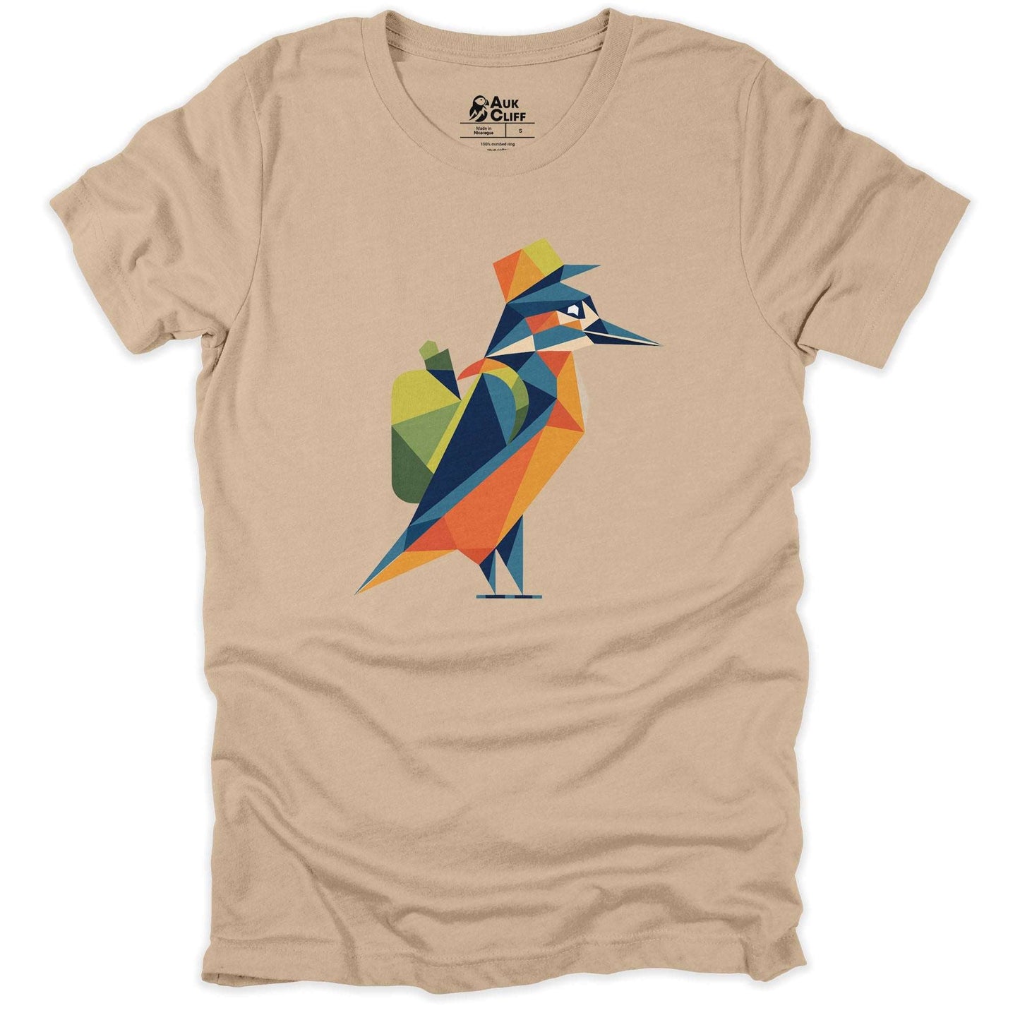 AukCliff Hiking and Camping Graphic Tees Tan / S Geometric Kingfisher T-shirt