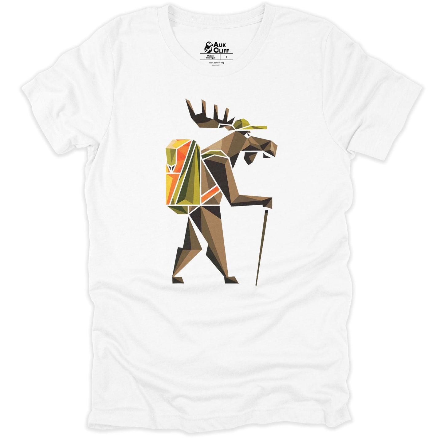 AukCliff Hiking and Camping Graphic Tees White / S Geometric Moose Trekker T-shirt
