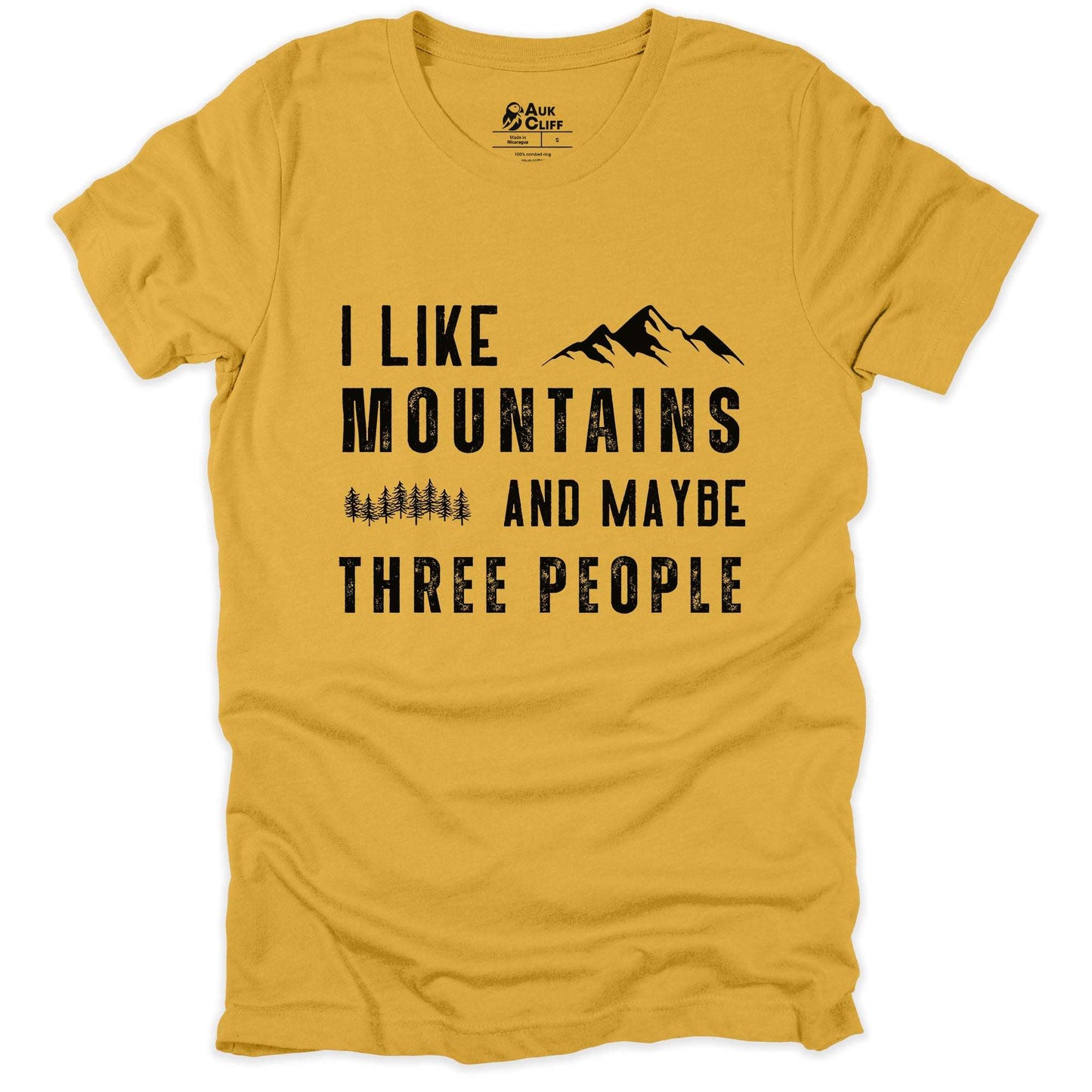 AukCliff Humour and Motivation Graphic Tees Mustard / S Mountains and Solitude T-shirt