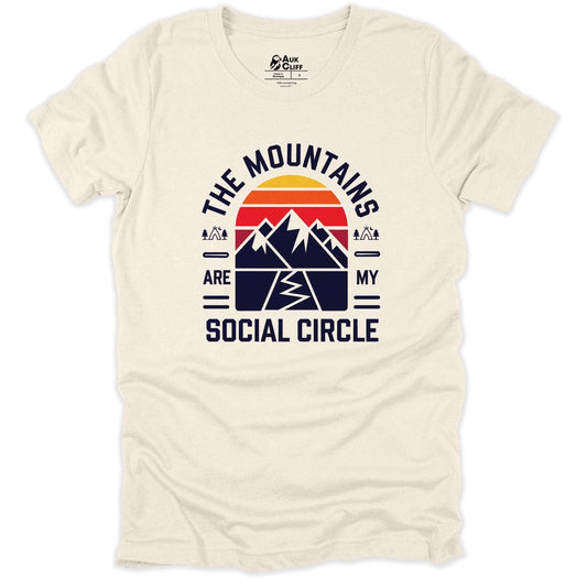 AukCliff Humour and Motivation Graphic Tees Natural / S Mountain Circle T-shirt