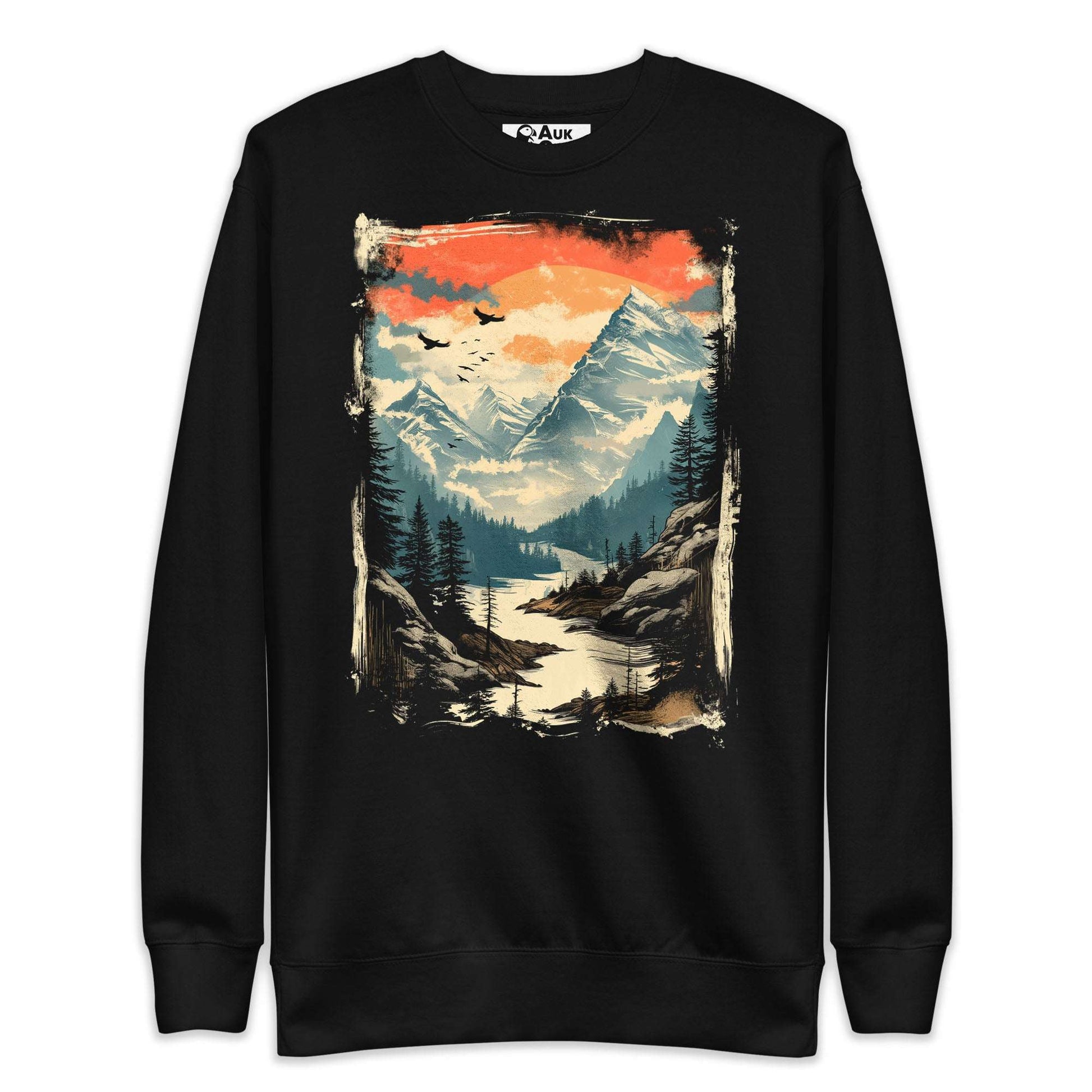 AukCliff Mountain and Wilderness Graphic Sweatshirt Black / S Alpine Serenity Sweatshirt