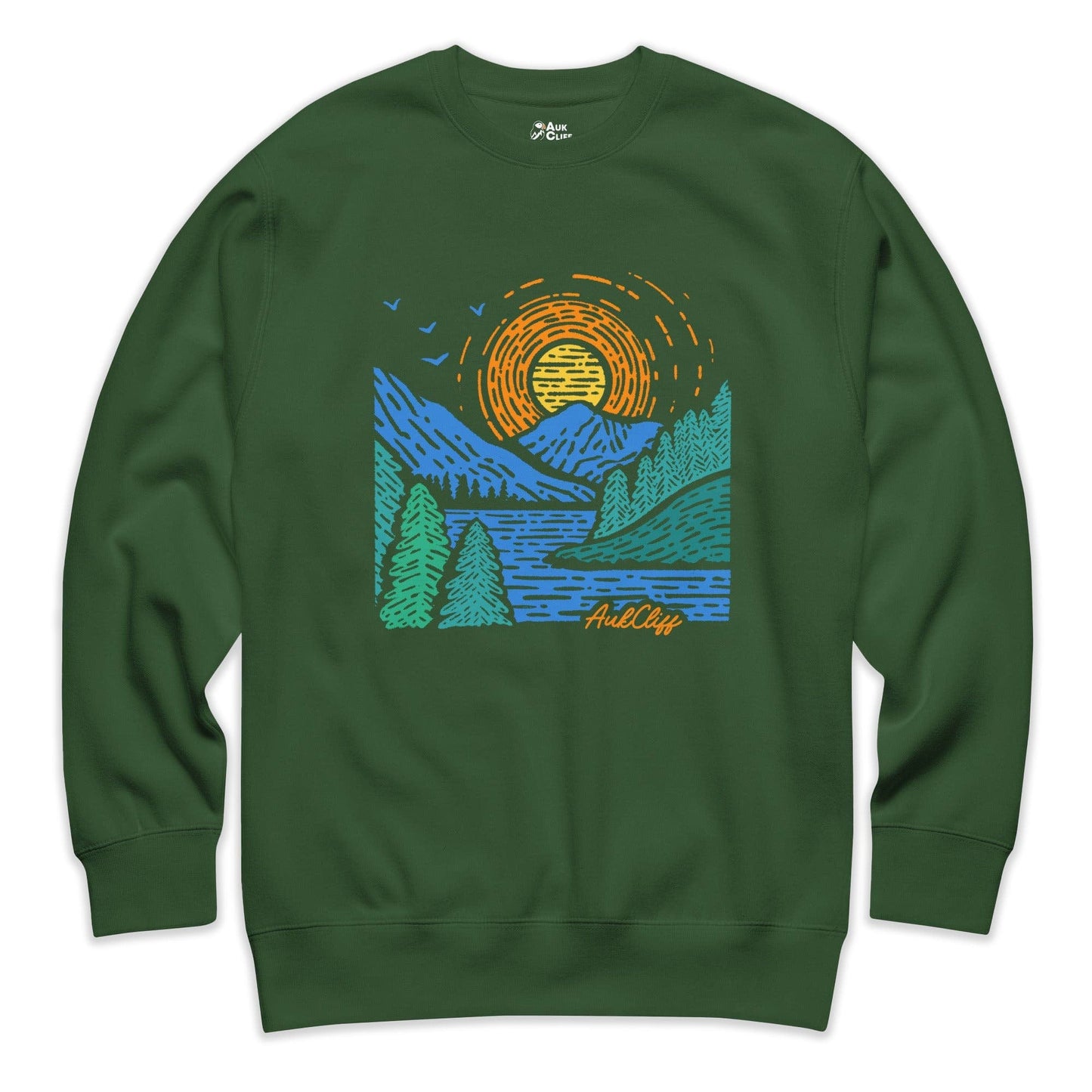 AukCliff Mountain and Wilderness Graphic Sweatshirt Forest Green / S Sunrise Vista Sweatshirt