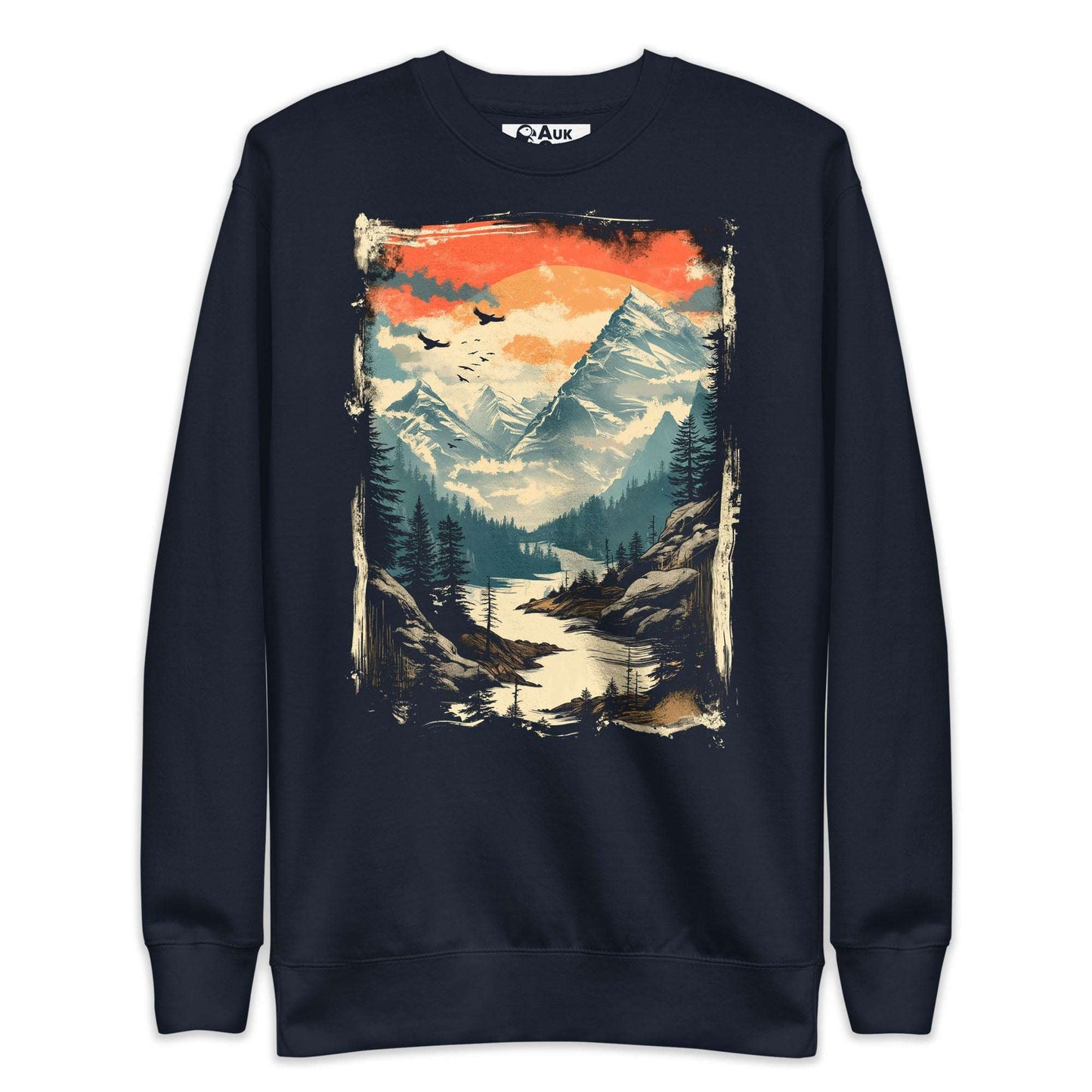 AukCliff Mountain and Wilderness Graphic Sweatshirt Navy Blazer / S Alpine Serenity Sweatshirt