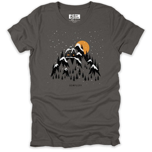 AukCliff Mountain and Wilderness Graphic Tees Asphalt / S Mountain Cabin T-shirt