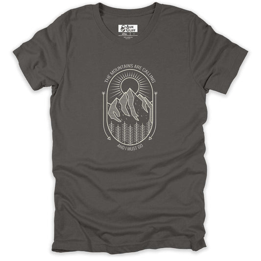 AukCliff Mountain and Wilderness Graphic Tees Asphalt / S The Mountains Are Calling T-shirt