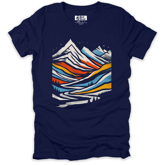 AukCliff Mountain and Wilderness Graphic Tees Navy / S Mountain Mosaic T-shirt