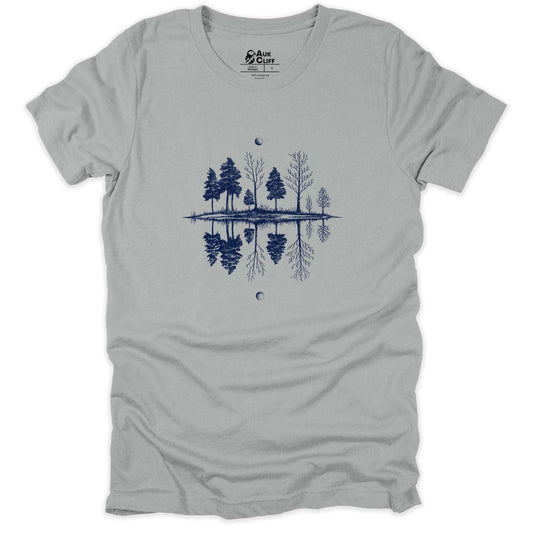 AukCliff Mountain and Wilderness Graphic Tees Silver / S Wilderness Reflections T-shirt