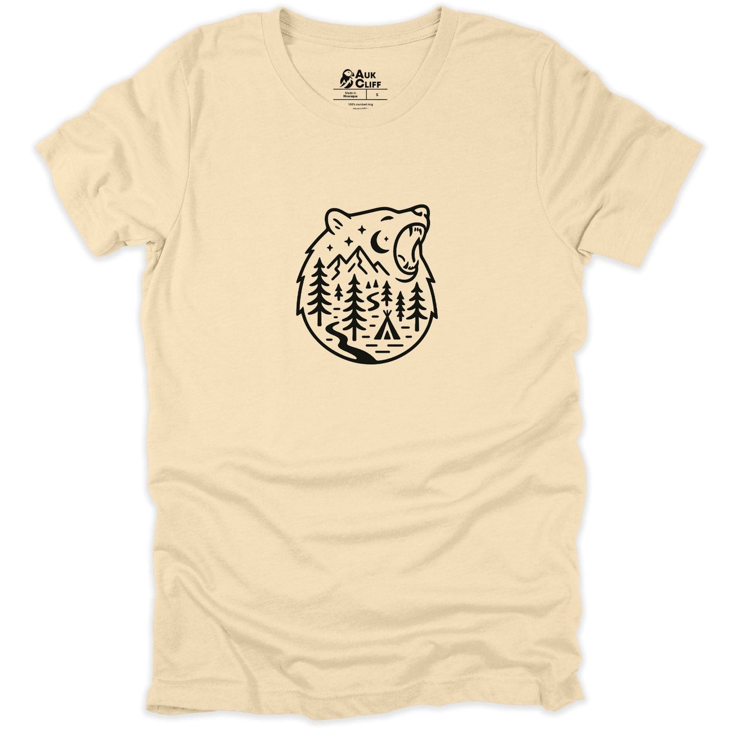 AukCliff Mountain and Wilderness Graphic Tees Soft Cream / S Wilderness Roar Outdoor Bear T-shirt