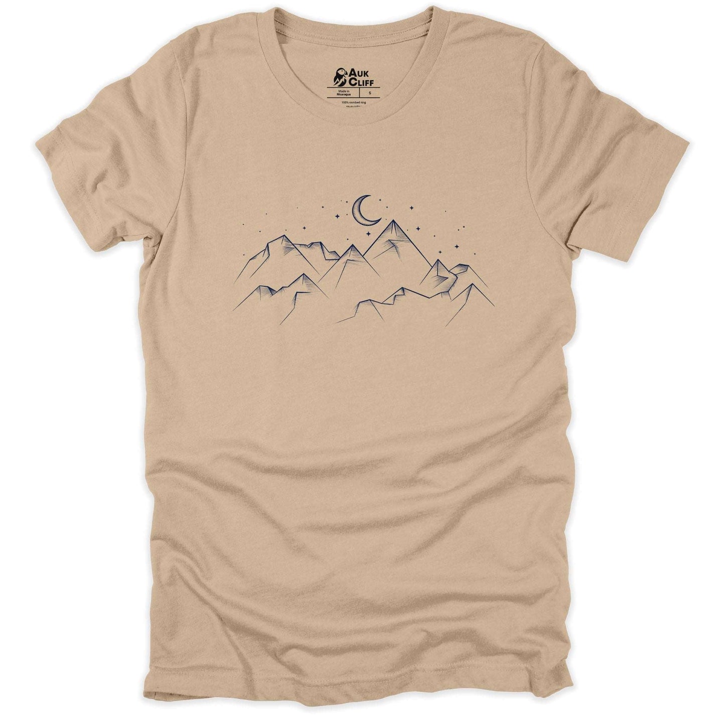 AukCliff Mountain and Wilderness Graphic Tees Tan / S Starlit Peaks T-shirt