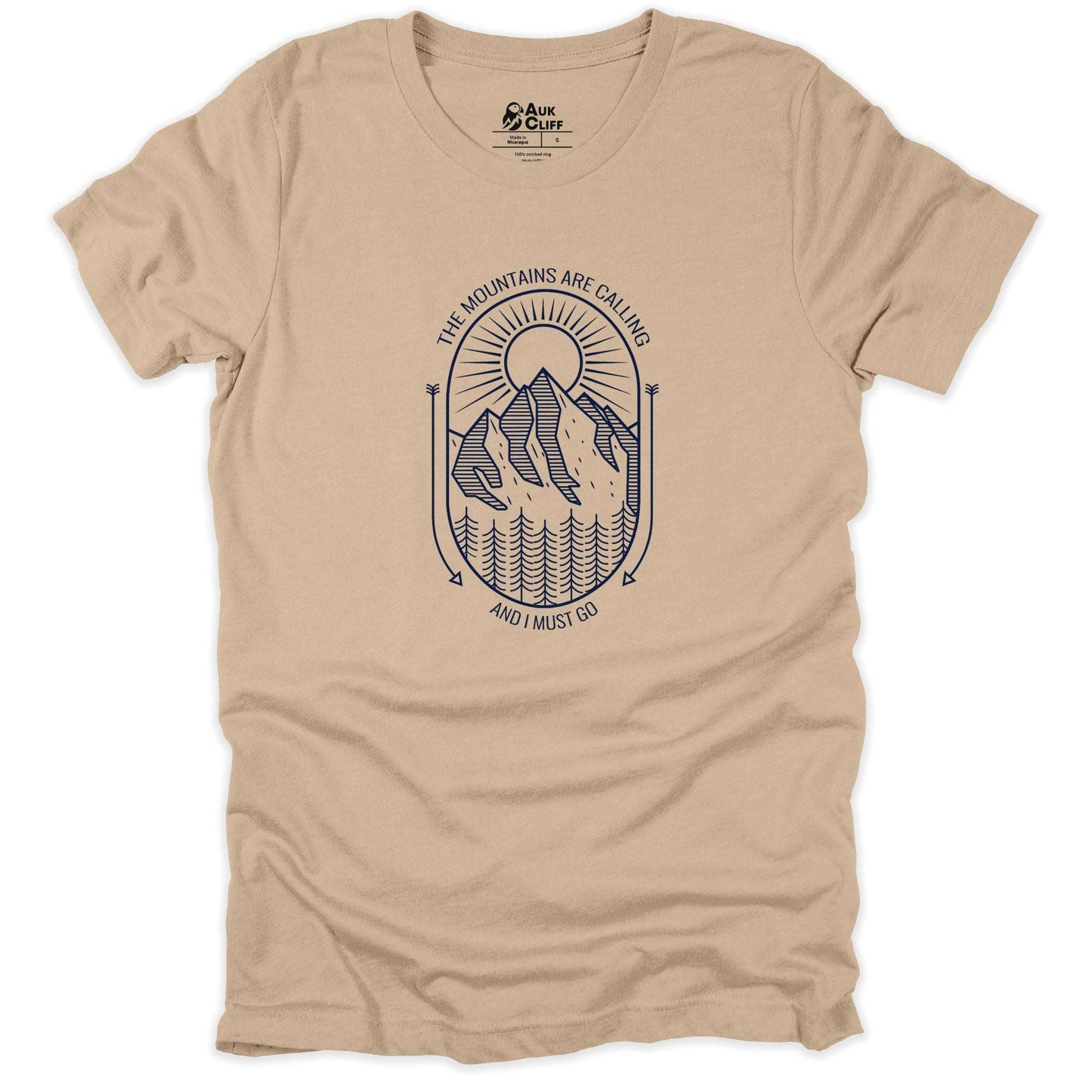 AukCliff Mountain and Wilderness Graphic Tees Tan / S The Mountains Are Calling T-shirt