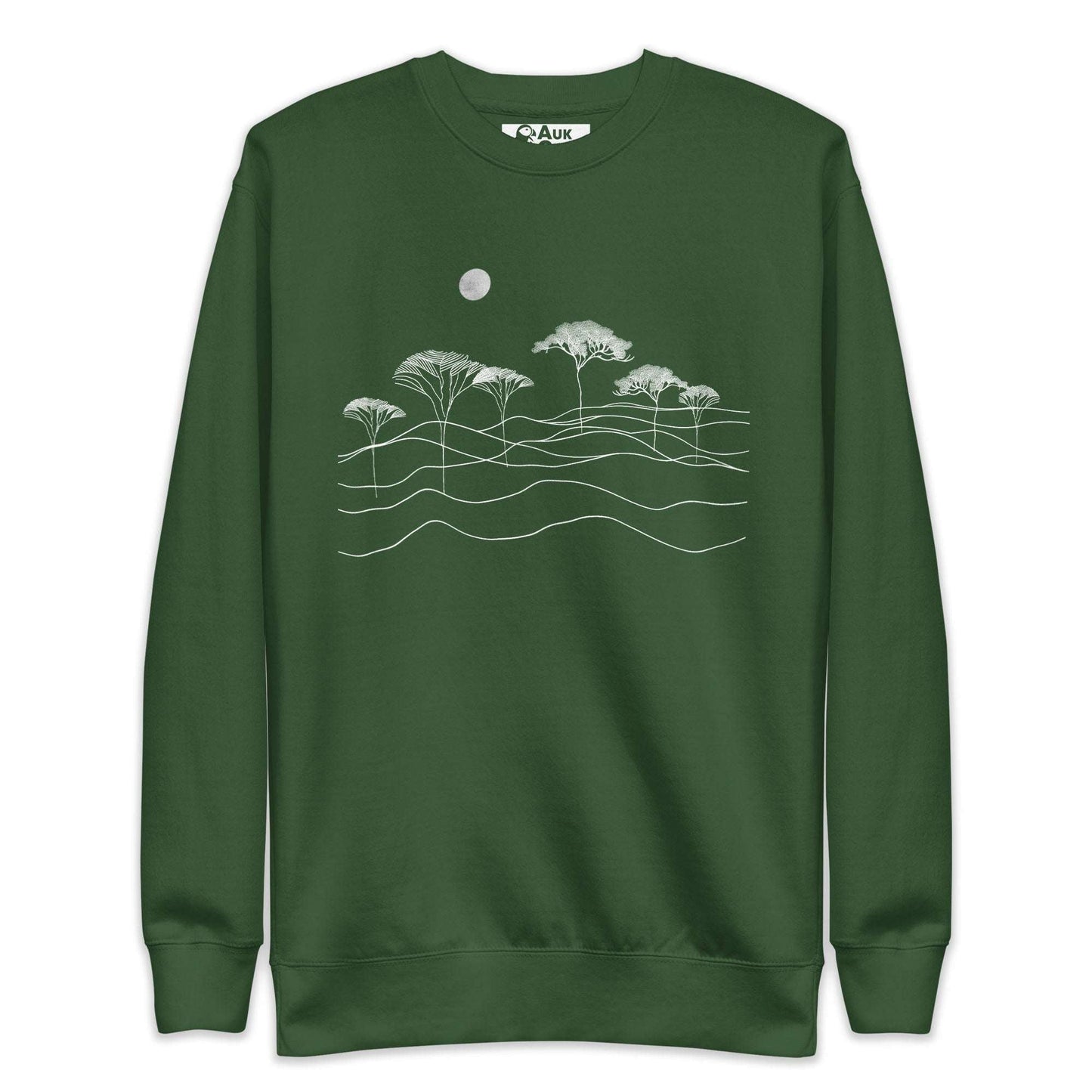 AukCliff Nature and Wildlife Graphic Sweatshirt Forest Green / S Serene Horizons Sweatshirt