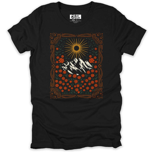 AukCliff Nature and Wildlife Graphic Tees Black / XS Mountain Meadow Tapestry T-shirt
