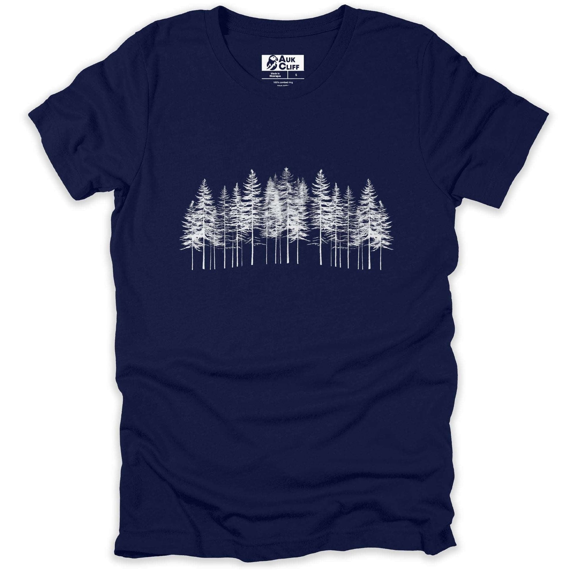 AukCliff Nature and Wildlife Graphic Tees Navy / S Pine Silhouette T-shirt