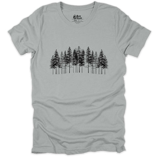 AukCliff Nature and Wildlife Graphic Tees Silver / S Pine Silhouette T-shirt
