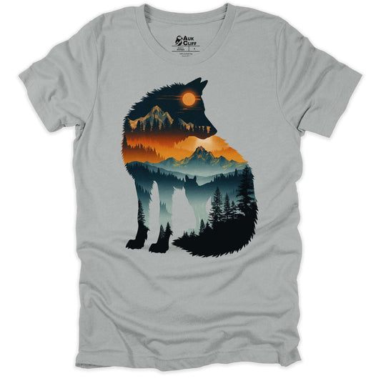 AukCliff Nature and Wildlife Graphic Tees Silver / S Wilderness Wolf T-shirt