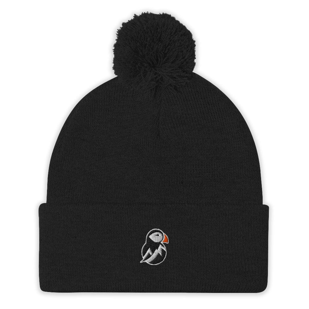 AukCliff Pom-Pom Knit Beanie Black Pom-Pom Beanie