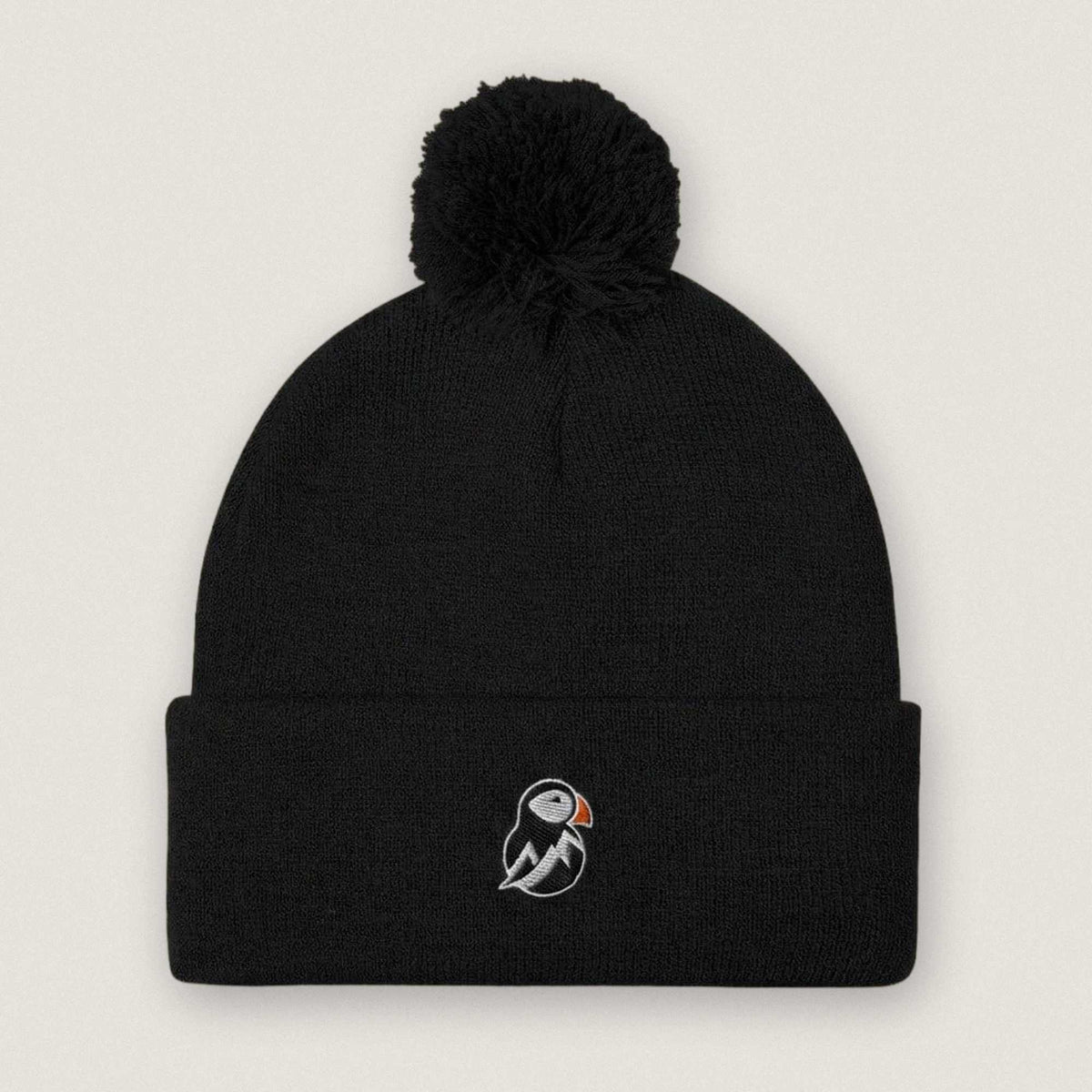AukCliff Pom-Pom Knit Beanie Black Pom-Pom Beanie