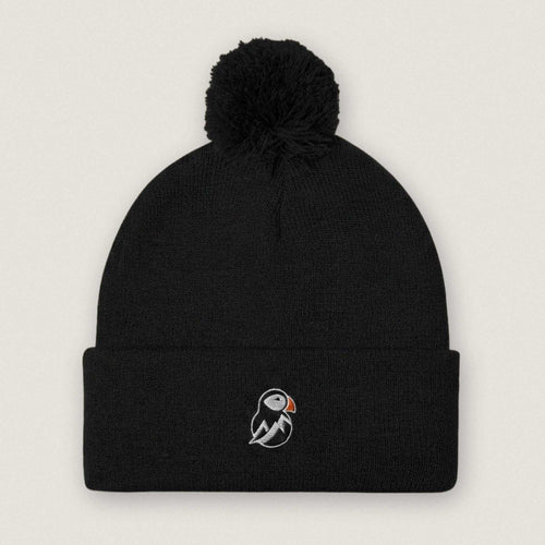 AukCliff Pom-Pom Knit Beanie Black Pom-Pom Beanie