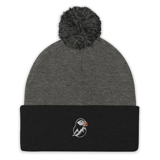 AukCliff Pom-Pom Knit Beanie Dark Heather Grey/ Black Pom-Pom Beanie